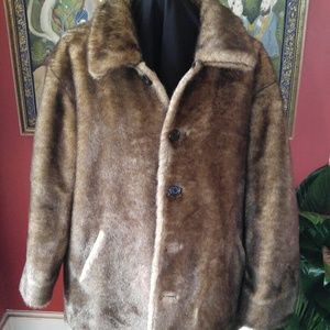 Med brown reversible ladies faux fur jacket